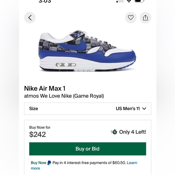 New! Nike air max 1 we love Nike (game royal ) 100 percent authentic - Picture 5 of 5